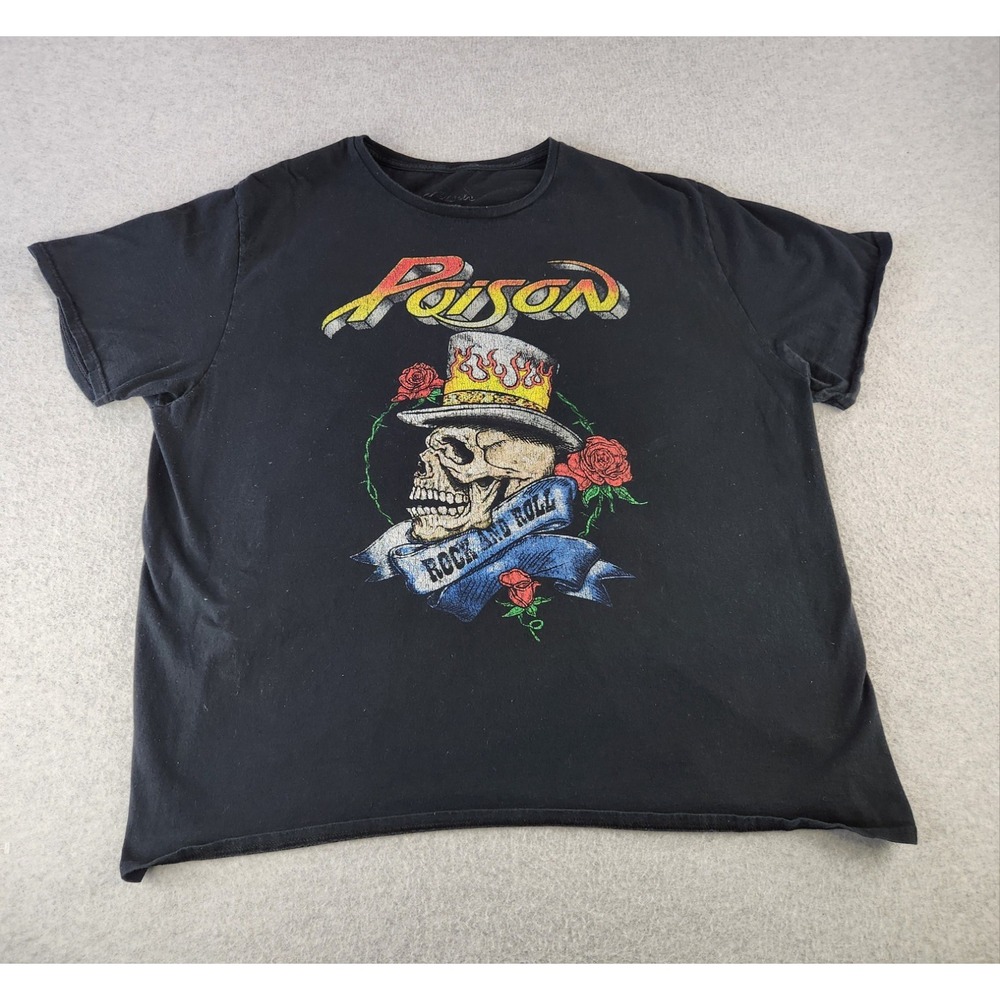 Poison Rock & Roll T-Shirt 3XL‎ Black Heavy Metal Music Album Tour Skull Graphic